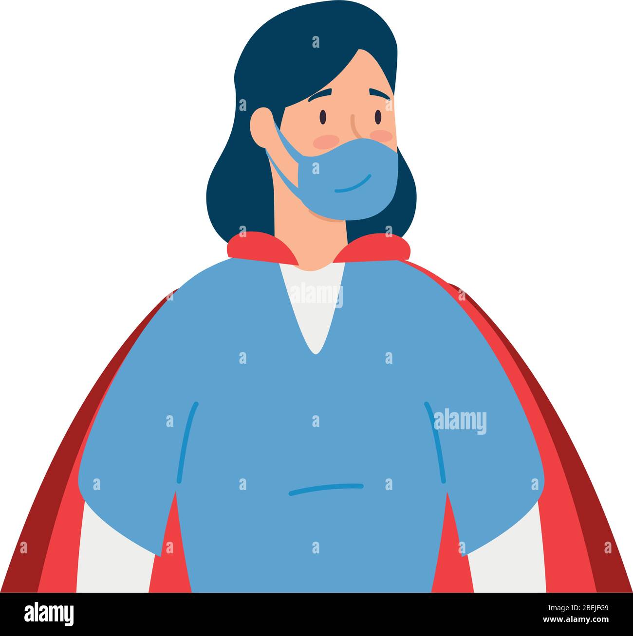 super female paramedic with face mask and hero cloak Stock Vector Image ...