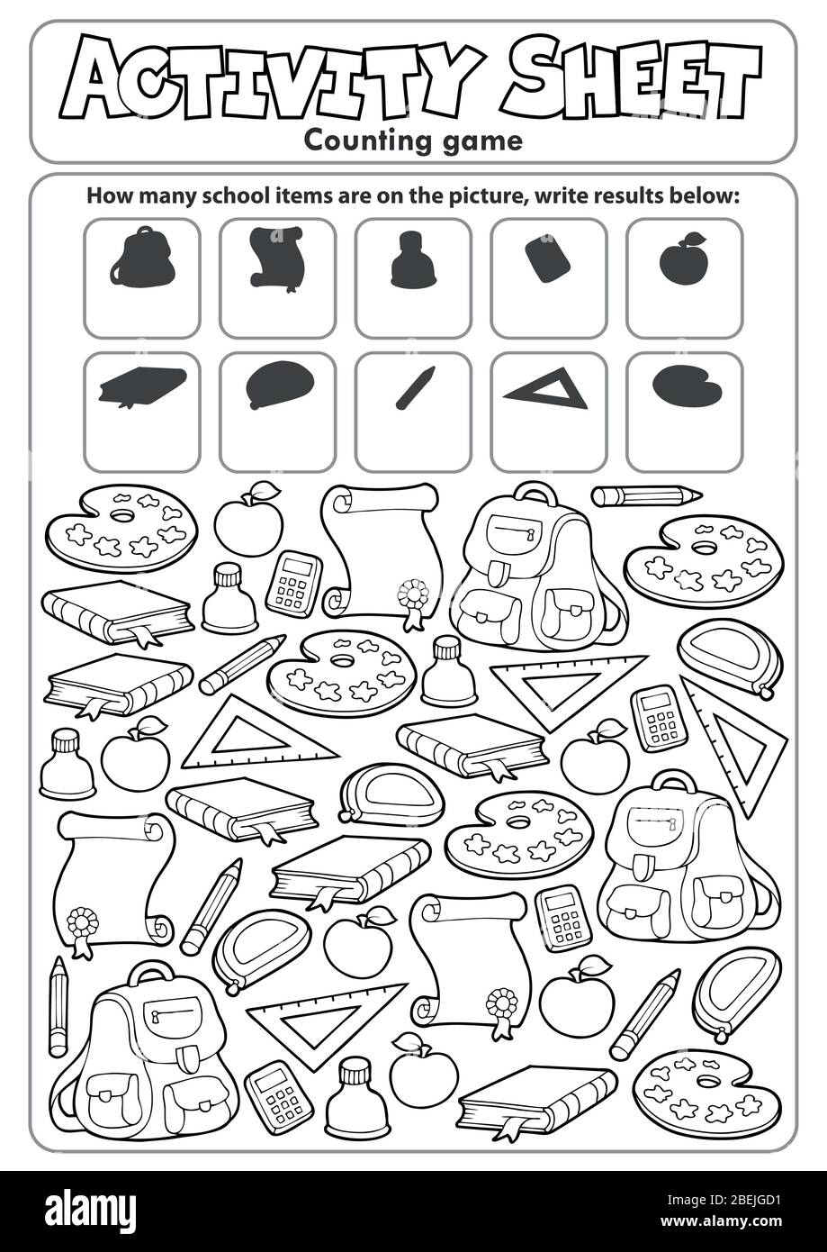 Activity sheet counting game topic 1 - eps10 vector illustration. Stock Vector