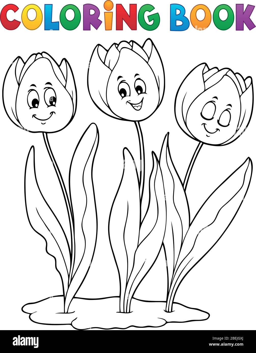 Coloring book tulip flower image 1 - eps10 vector illustration Stock ...