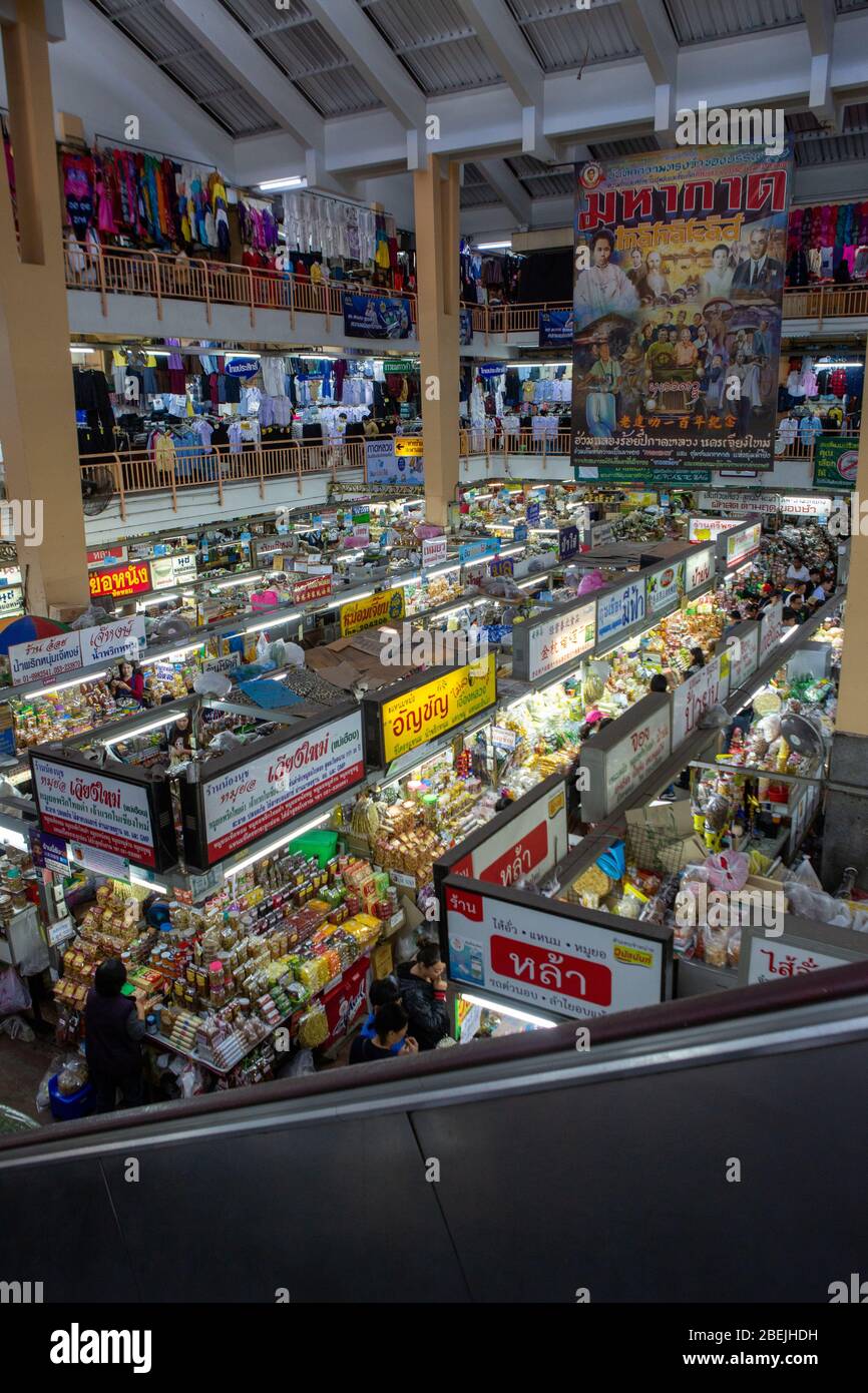 Food stalls at Warorot market Stock Photo