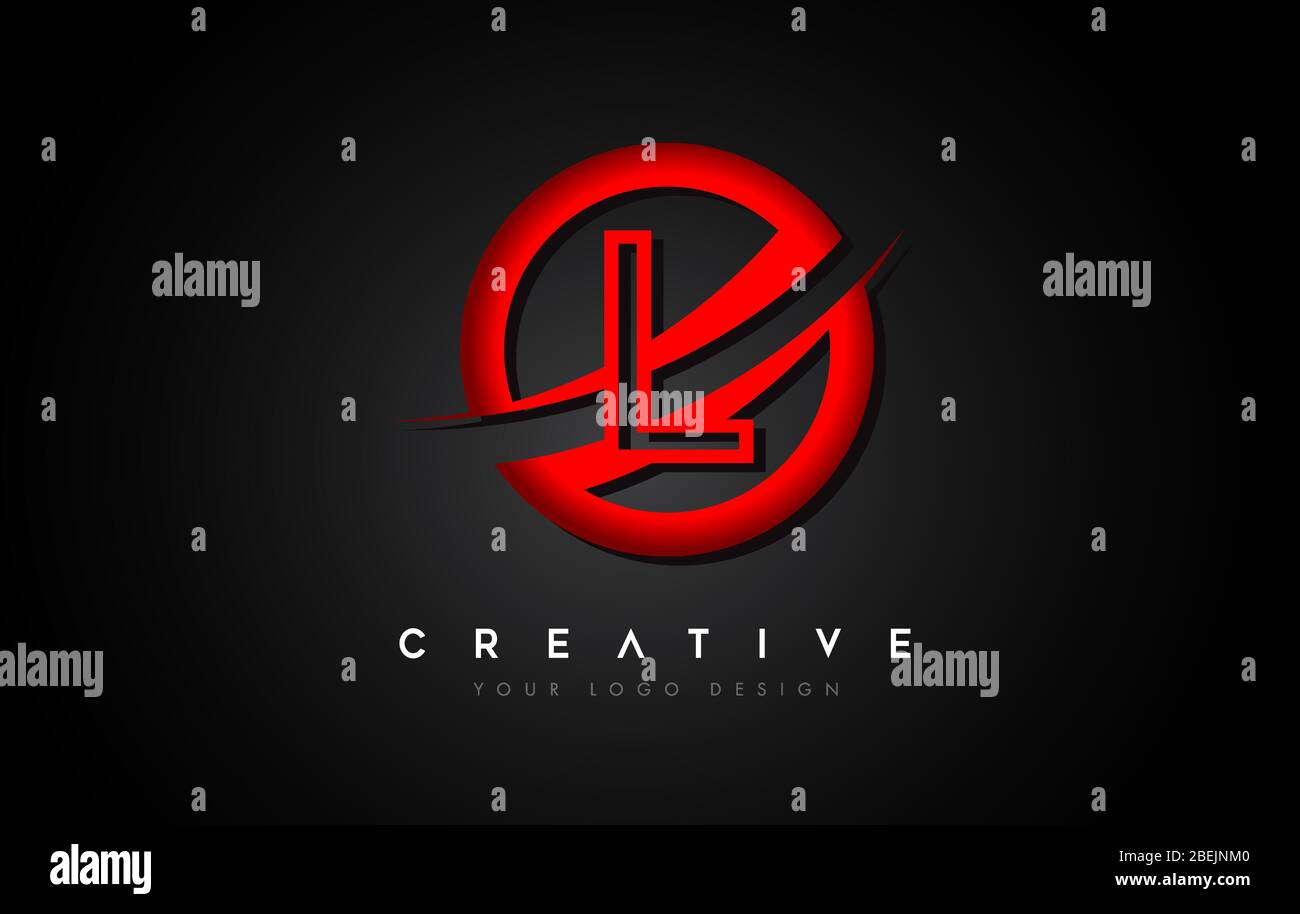 Letter L Logo with a Red Circle Swoosh Design. Creative Uppercase ...