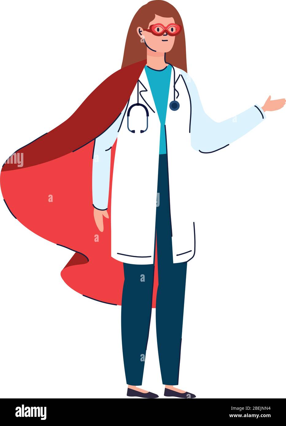 super doctor female with hero cloak Stock Vector Image & Art - Alamy