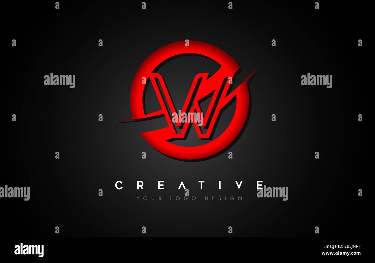Letter W Logo with a Red Circle Swoosh Design. Creative Uppercase ...