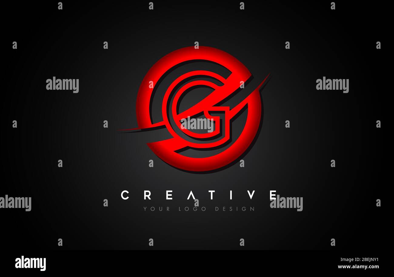 Letter G Logo with a Red Circle Swoosh Design. Creative Uppercase ...