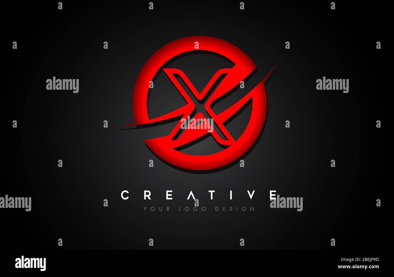 Letter X Logo with a Red Circle Swoosh Design. Creative Uppercase ...