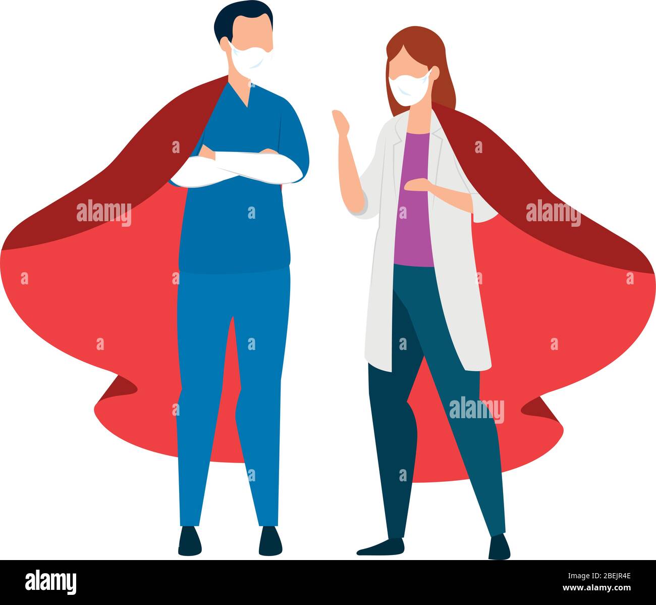 super doctor female and paramedic with hero cloak Stock Vector Image ...