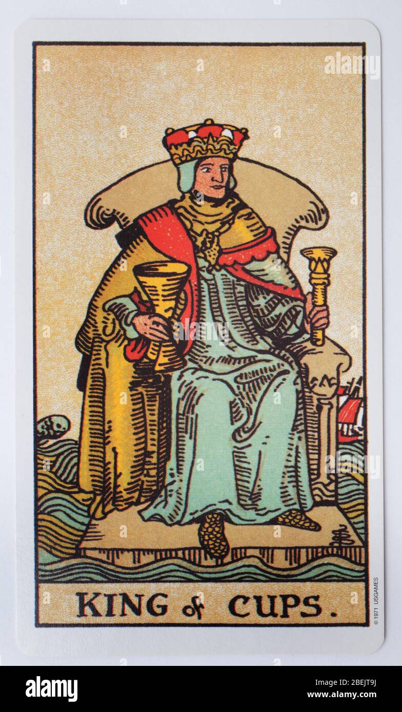 A single tarot card, The King of cups used for fortune telling Stock