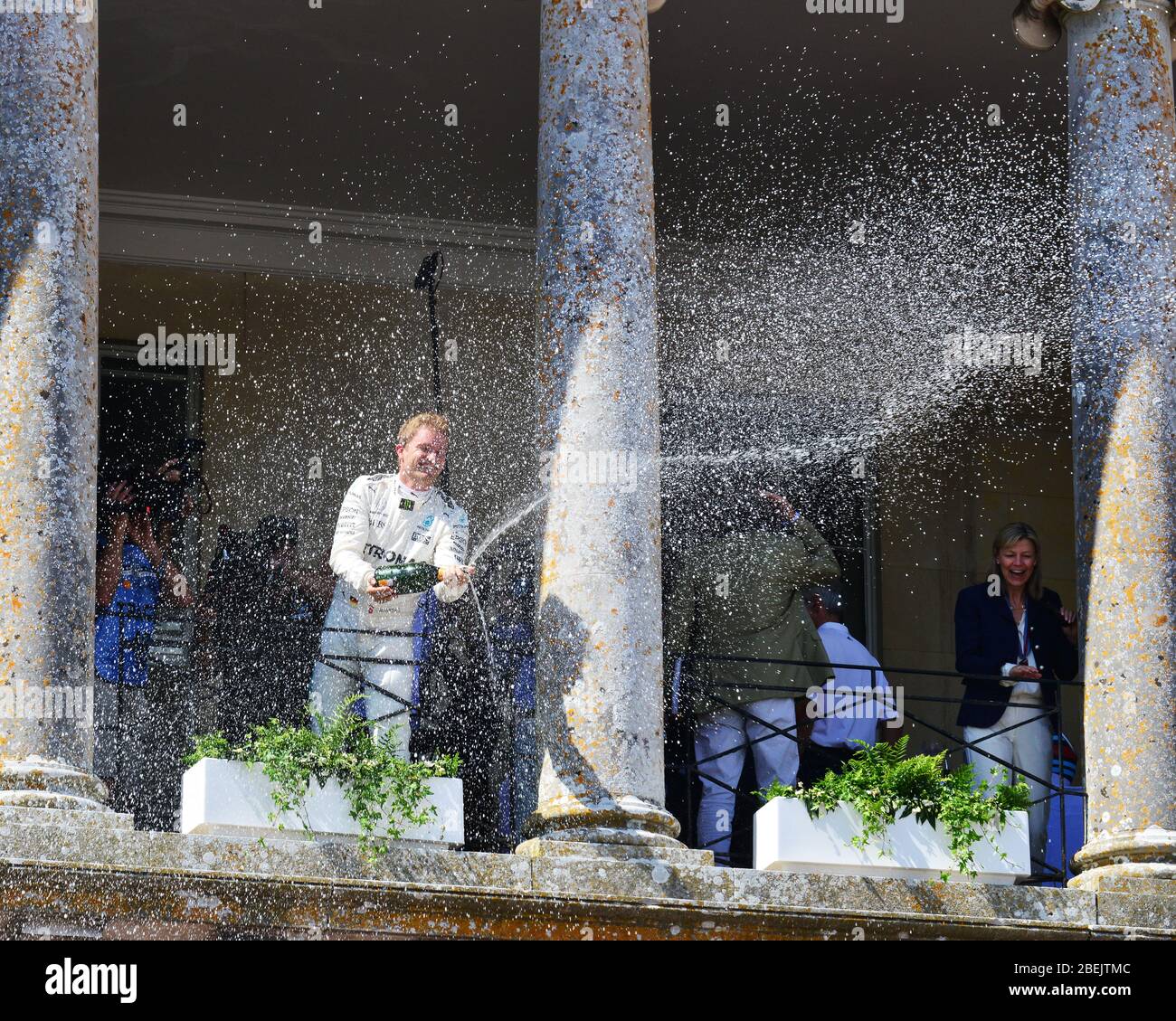 Nico Rosberg, spraying champagne, Goodwood Festival of Speed, 2017, Peaks of Performance, Motorsports Game Changers,  automobiles, cars, entertainment Stock Photo