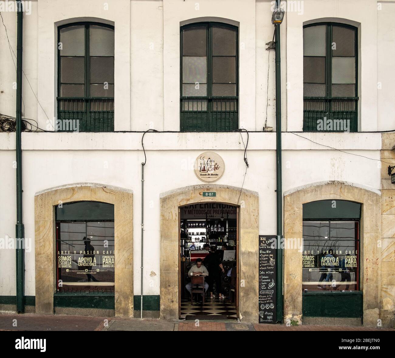 01/11/2019 - Bogota, Colombia. Art and passion coffee - Arte y Pasión Café - The most famous coffee shop and bartenders school in Bogota, Colombia. Stock Photo