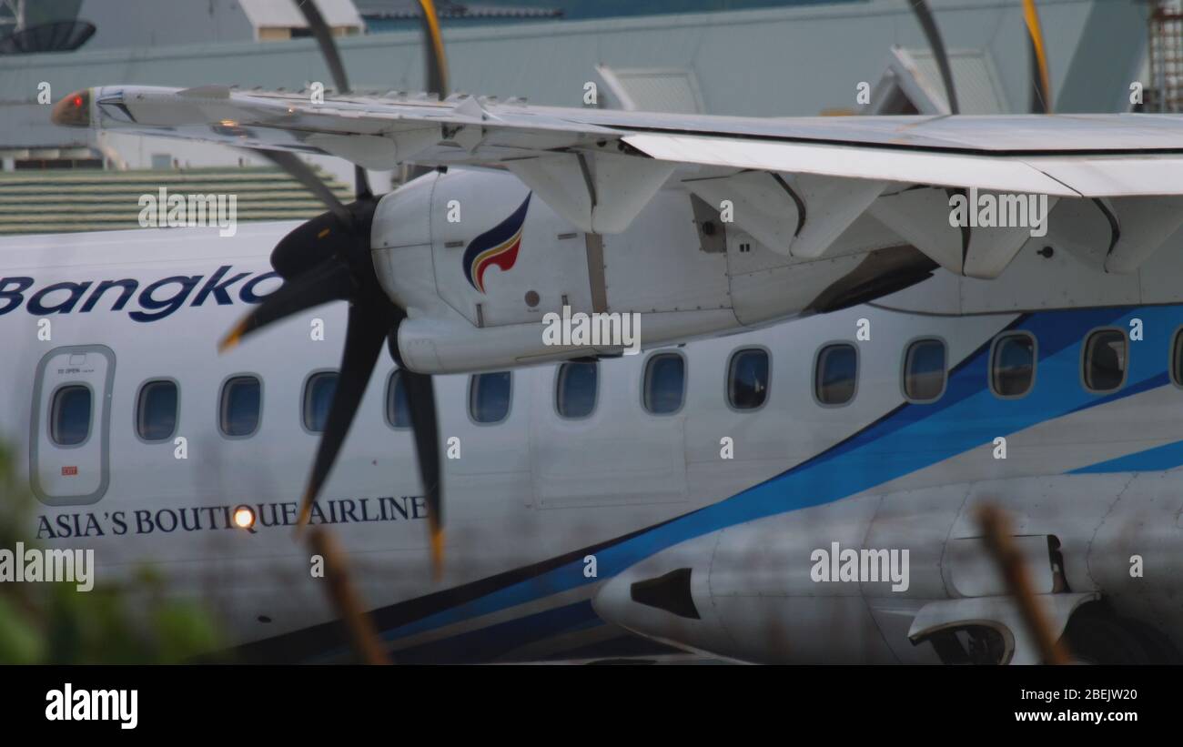 Turboprop aircraft before departure Stock Photo