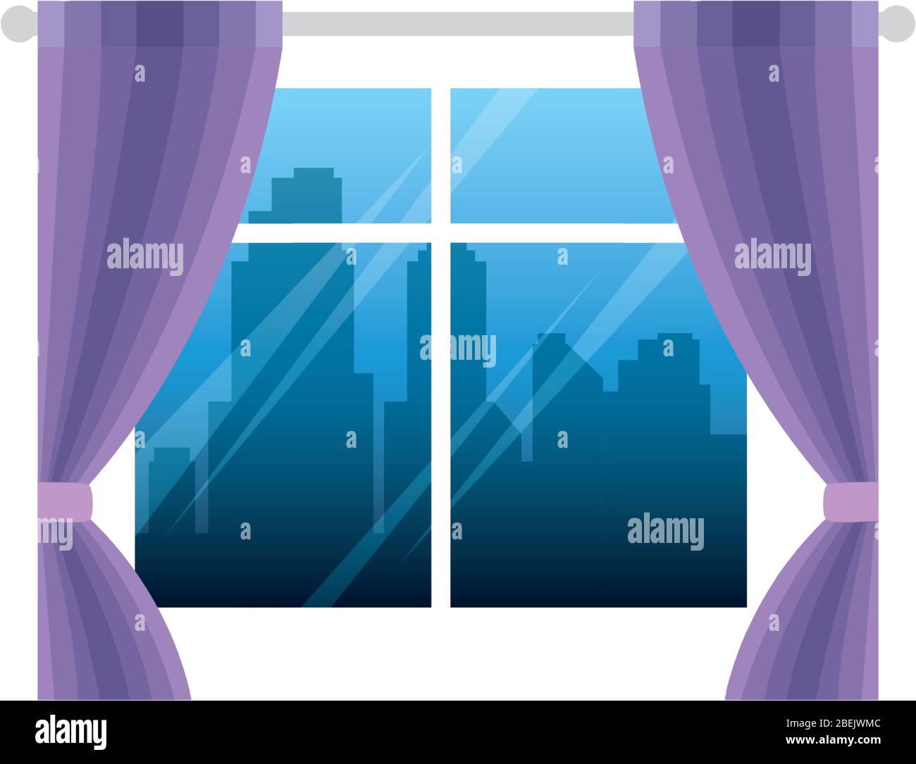 Windows Glass House With Curtains Isolated Icon Stock Vector Image Art Alamy