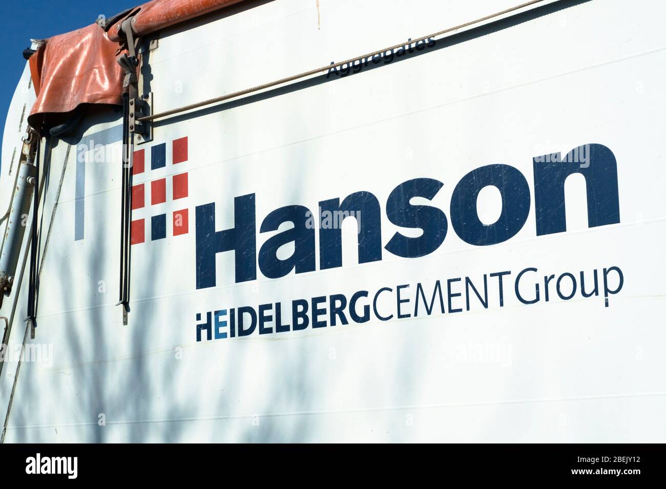 Signage for Hanson, a member of the heidelberg cement group. Stock Photo