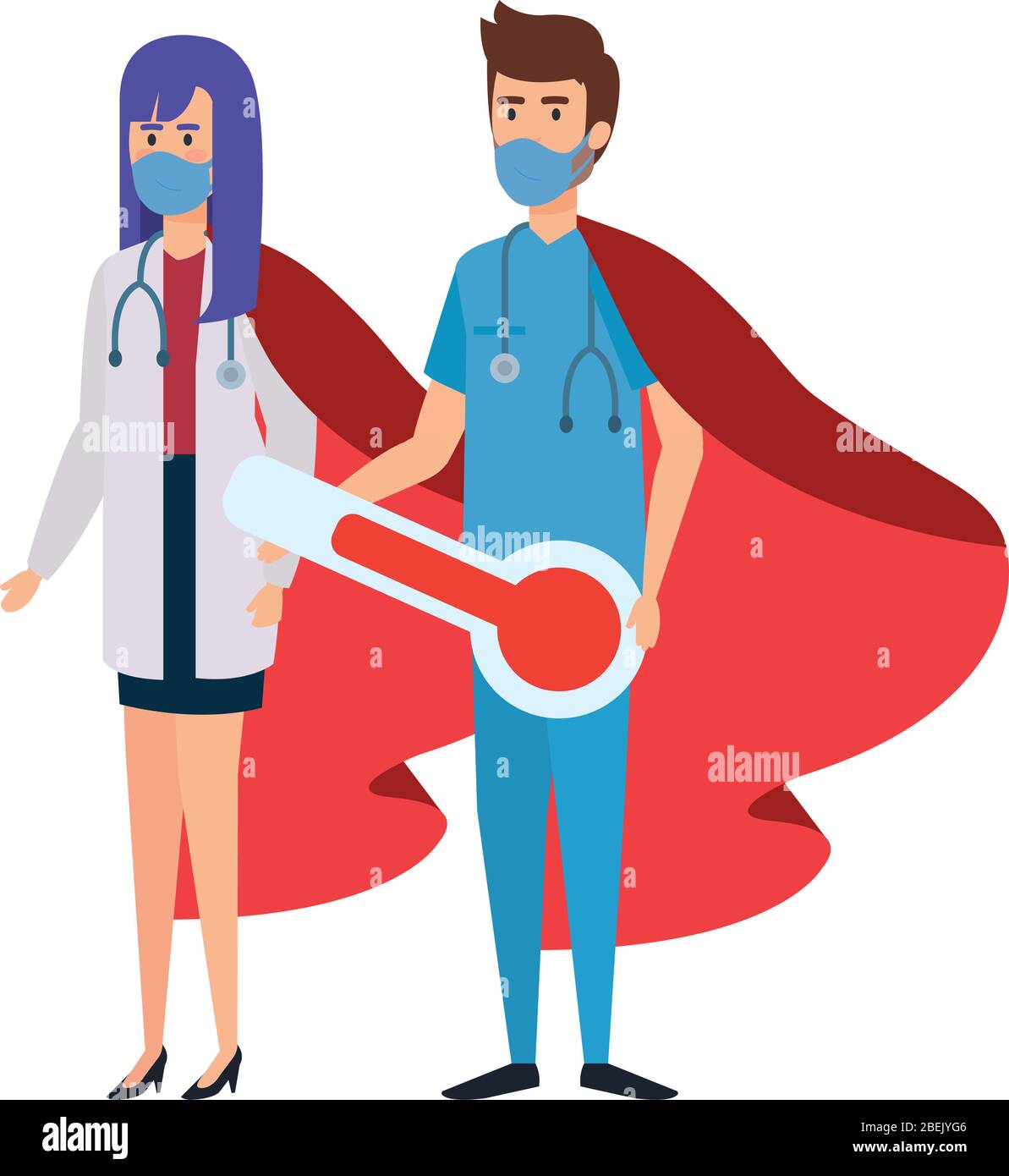 super doctor female and paramedic with hero cloak Stock Vector Image ...