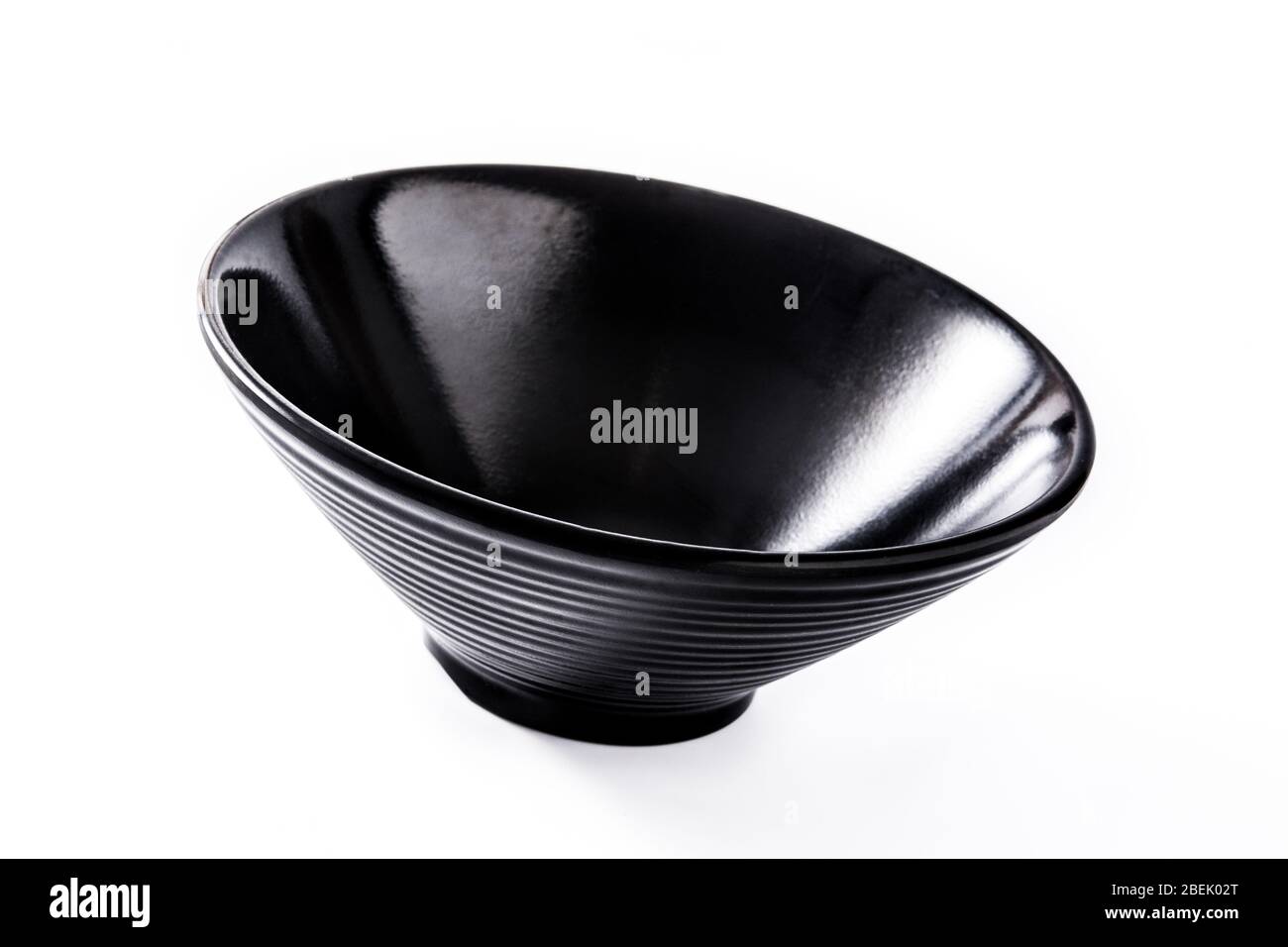 Empty black bowl kitchenware isolated on white background Stock Photo