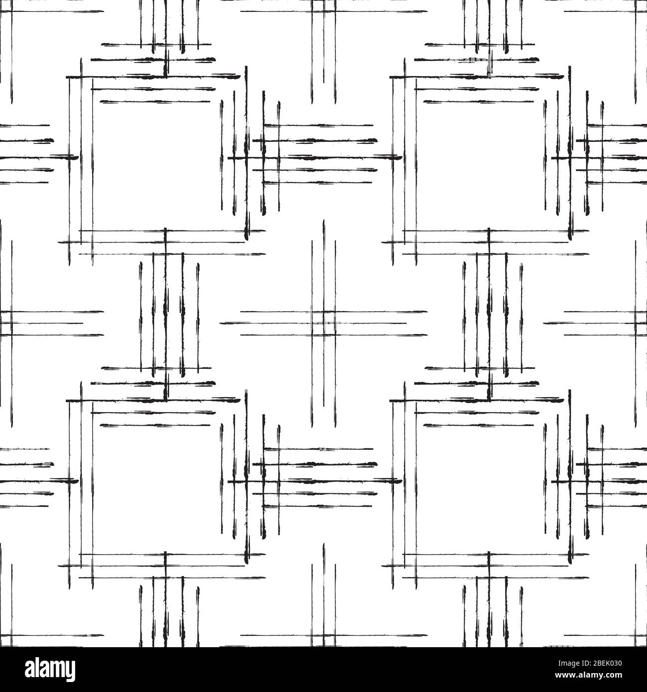 Black ink grunge line vector seamless pattern background. Hand drawn ...