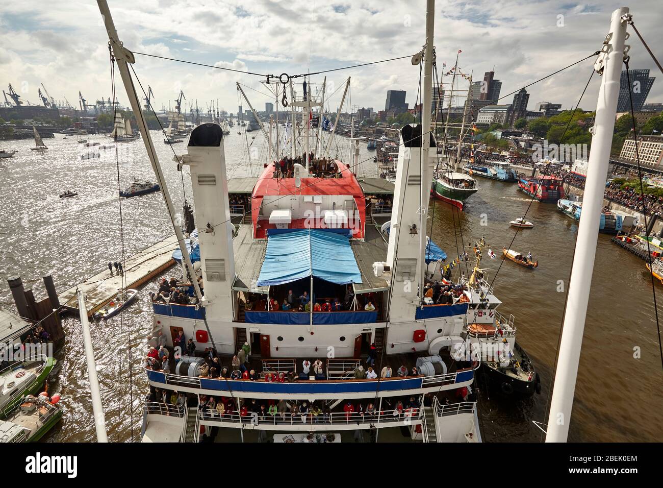 Mooring of the museumship Cap San Diego on its anchorage at the
