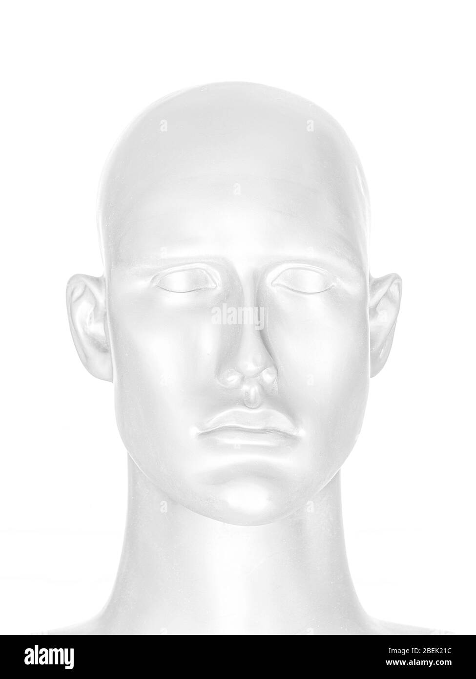 Abstract image of human face, portrait of mannequin head in high-key style Stock Photo