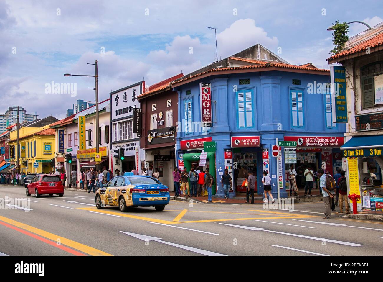 migrant workers in little india street singapore,singapore,little india singapore,colourful little india,indian migrants singapore,wall paintings Stock Photo