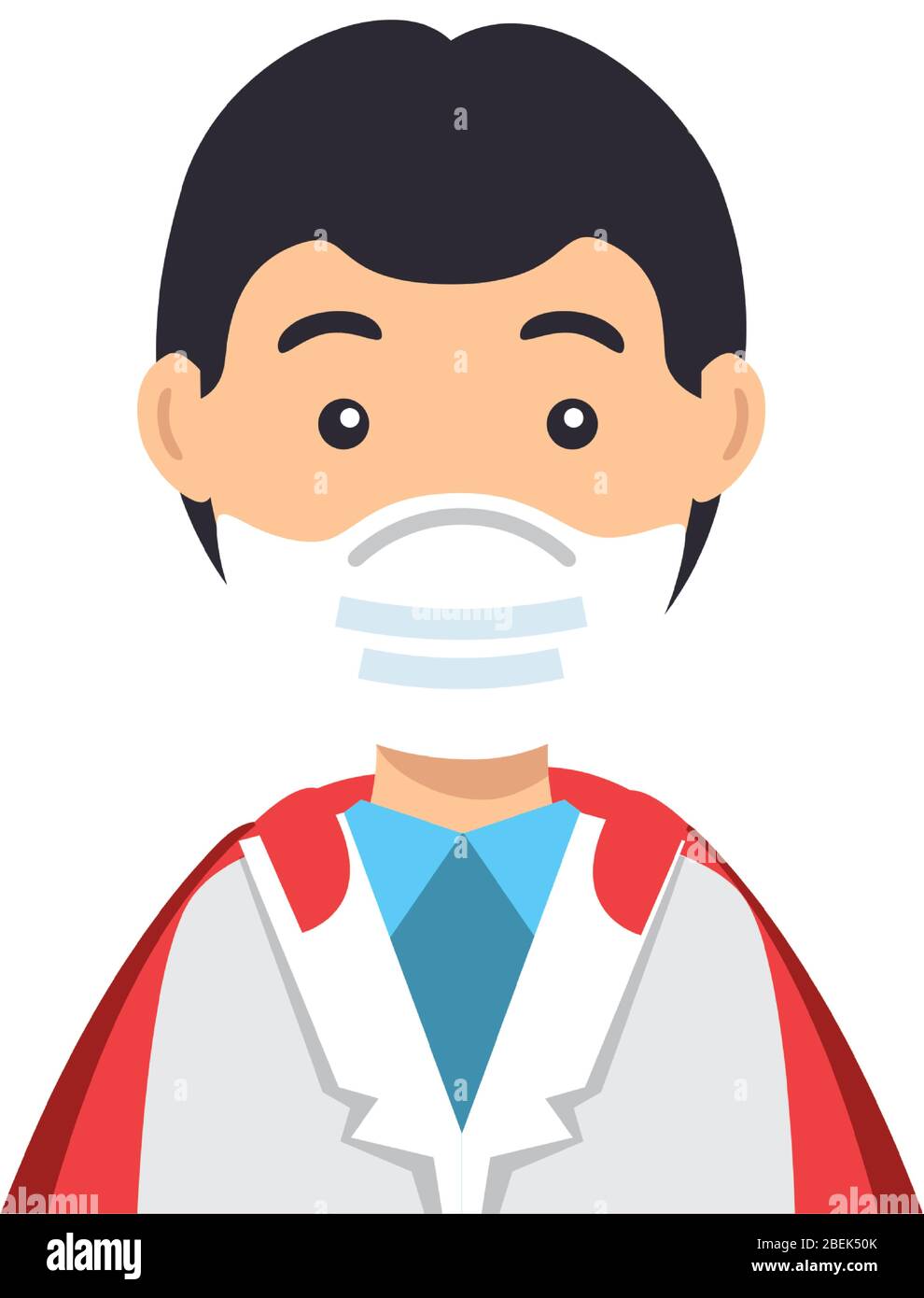 super doctor male with face mask and hero cloak Stock Vector Image ...