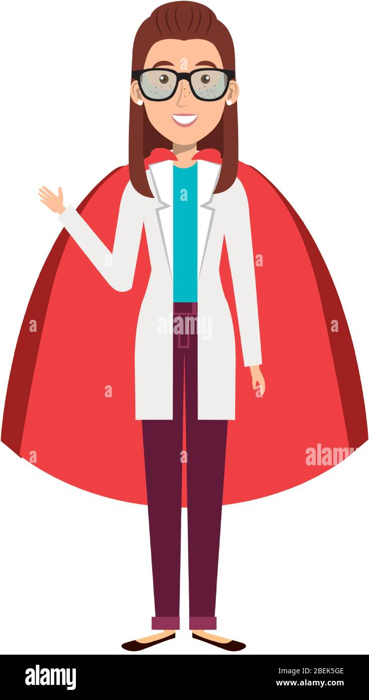 super doctor female with hero cloak Stock Vector Image & Art - Alamy