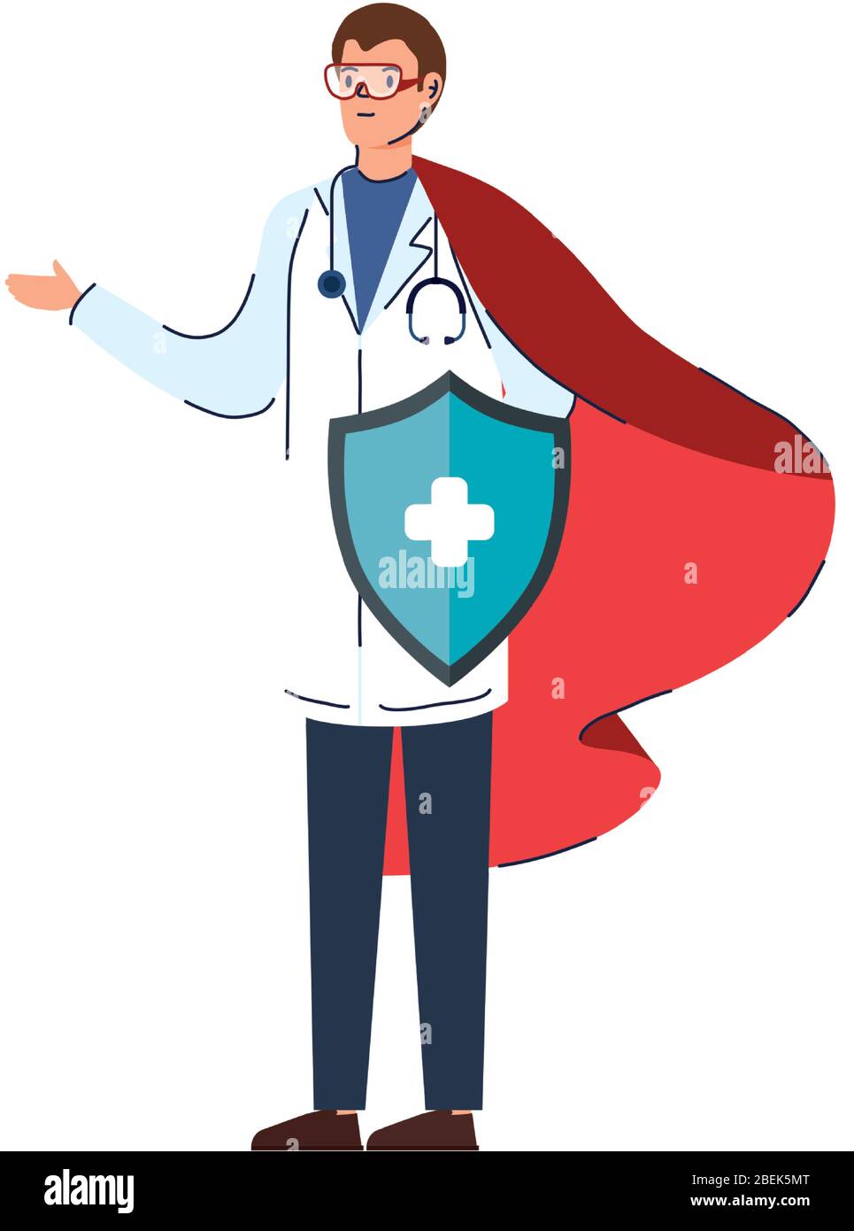 super doctor male with hero cloak and shield Stock Vector Image & Art ...