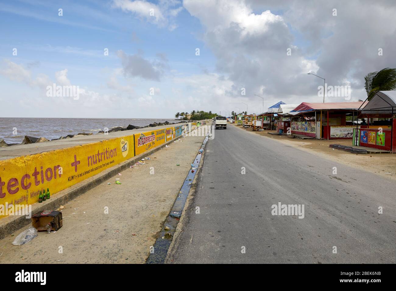 Sea Wall Seawall in Georgetown Guyana, South America Stock Photo