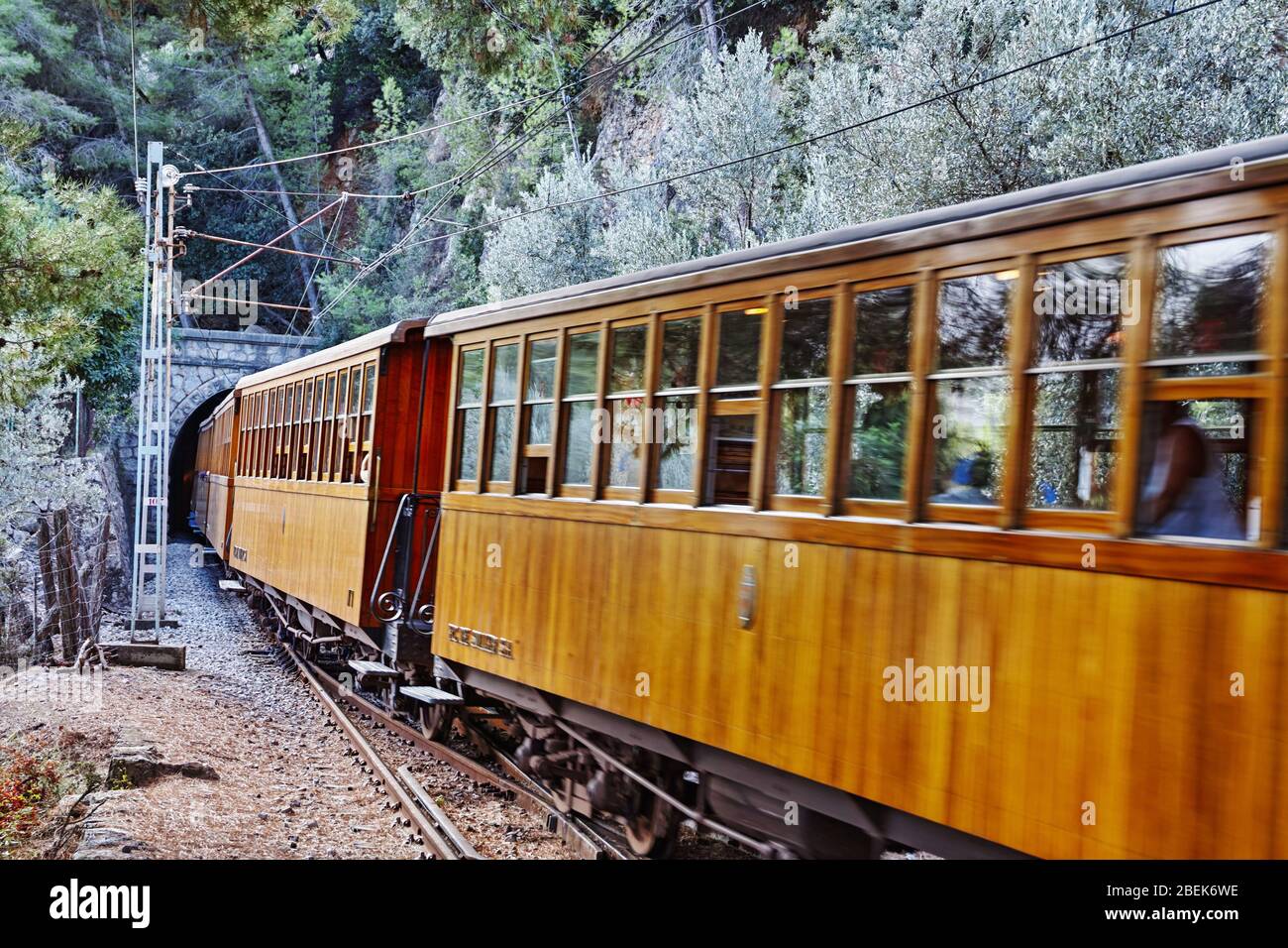 with the old train to soller, mallorca spanish island Stock Photo