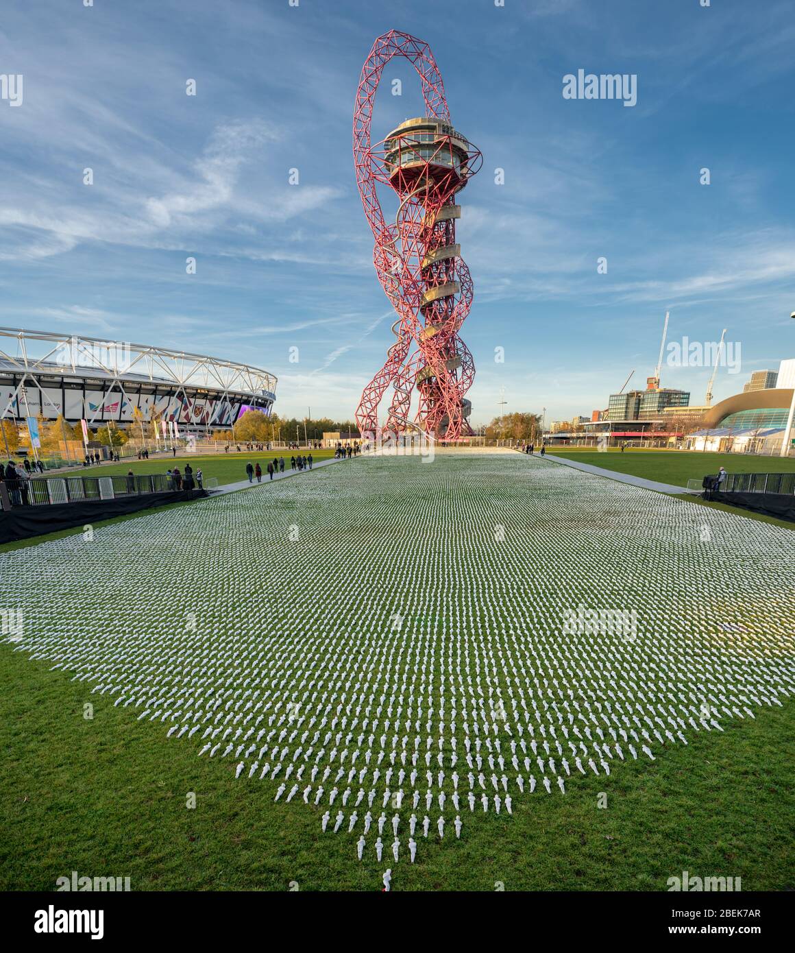 Shrouds of the Somme, The Olympic Park.  Created by artist Rob Heard Stock Photo