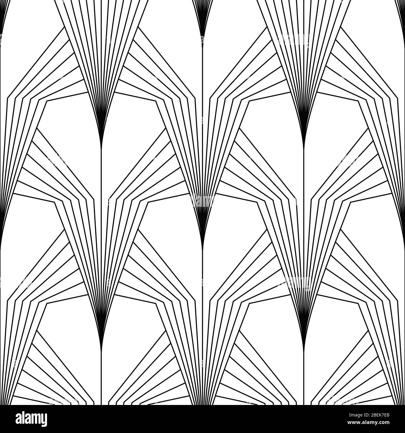 Art Deco Pattern. Fanning seamless black and white background Stock ...