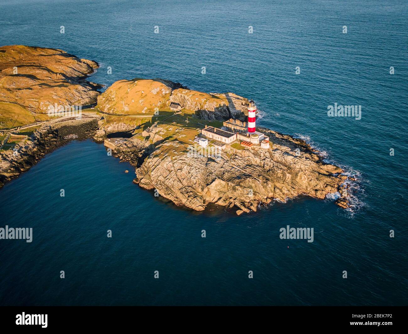 An Aerial photograph overlooking Eilean Glas Lighthouse on the Isle of  Scaplay, Outer Hebridies, Scotland Stock Photo - Alamy