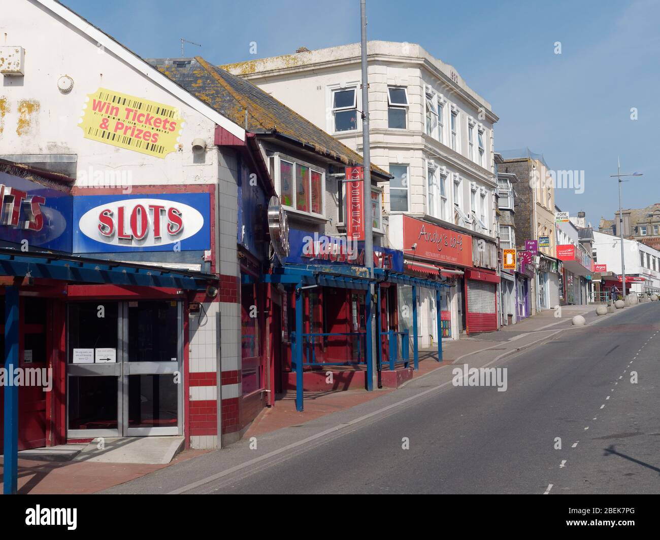 A town deserted during Covid pandemic Newquay Cornwall UK Stock Photo