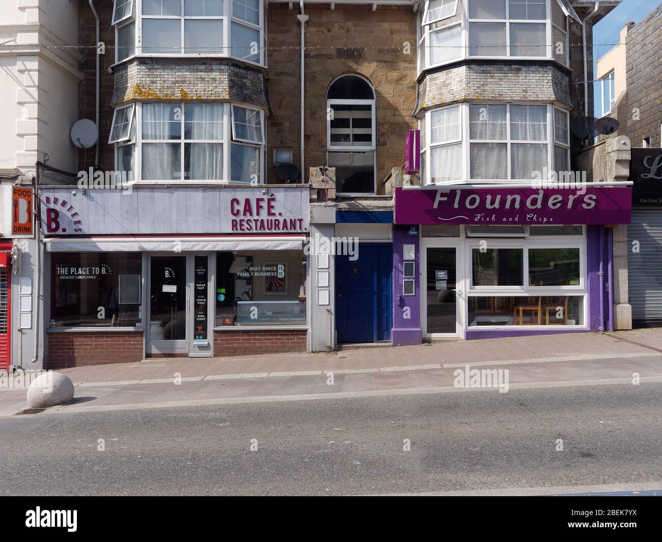 A town deserted during Covid pandemic Newquay Cornwall UK Stock Photo