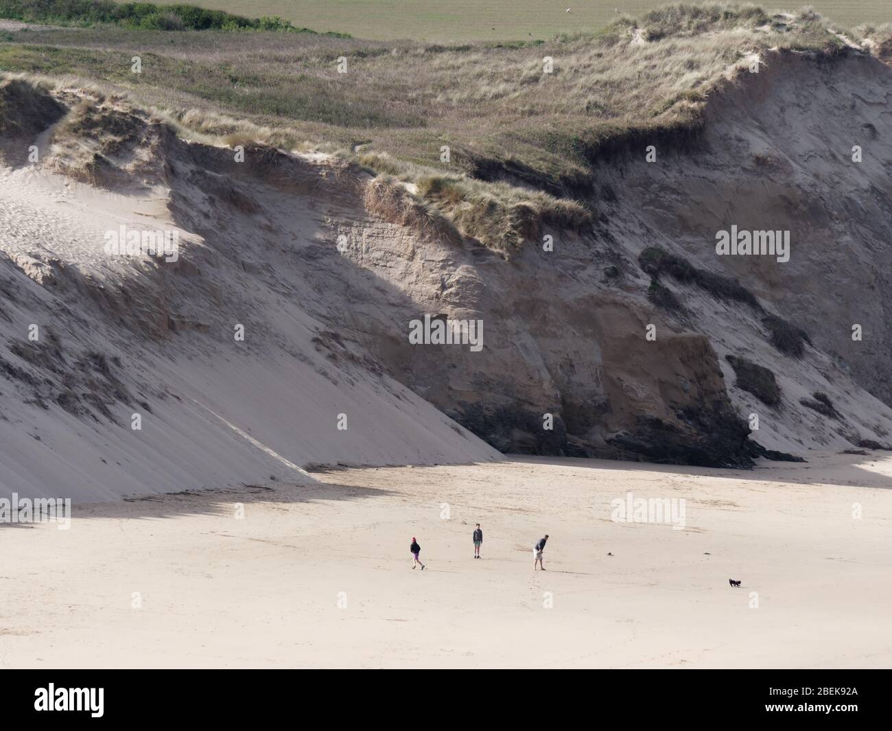 Crantock beach almost deserted during Covid 19 crisis. Credit: Robert Taylor/Alamy Live Stock Photo