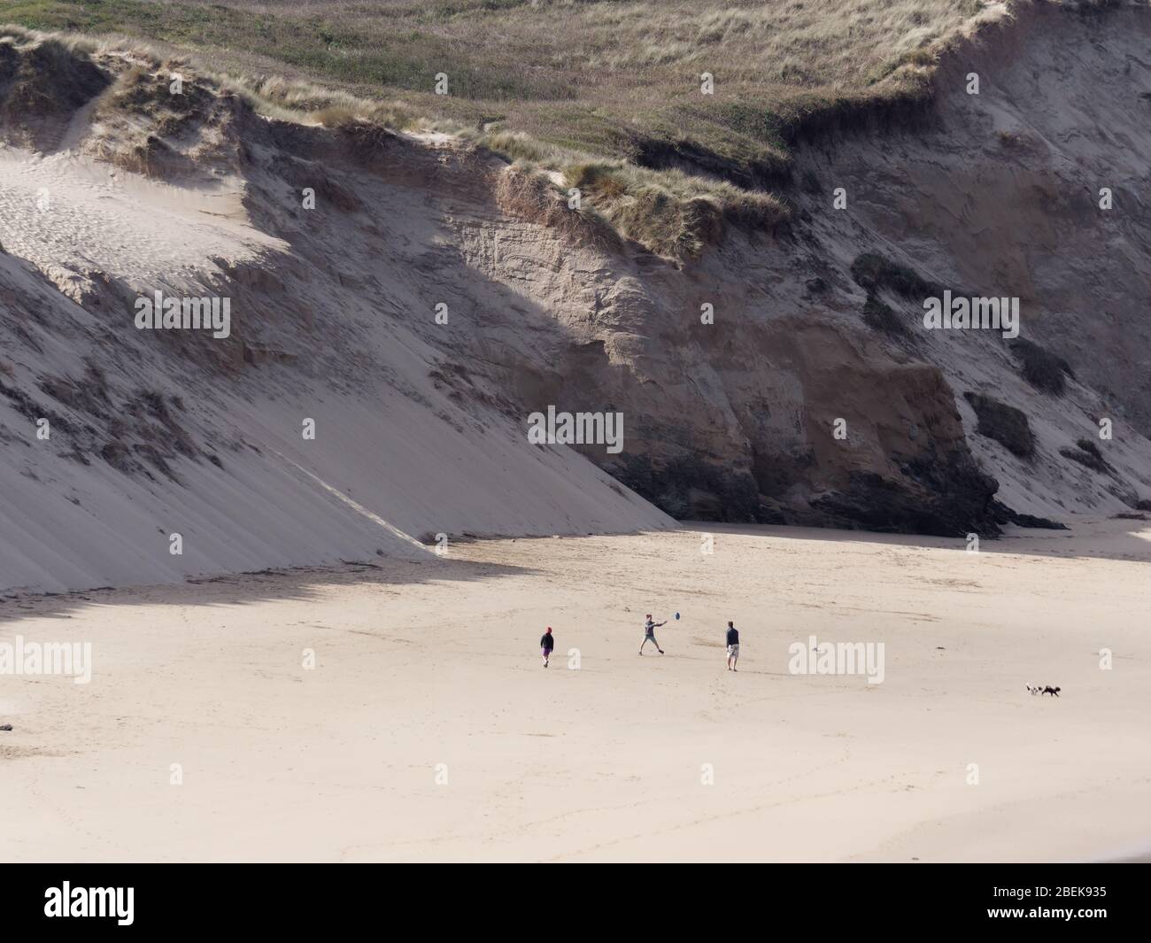 Crantock beach almost deserted during Covid 19 crisis. Credit: Robert Taylor/Alamy Live Stock Photo