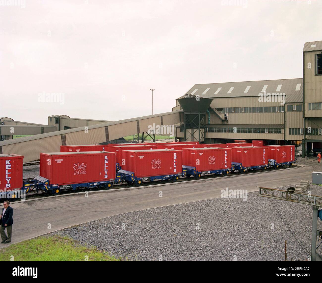 1987, Coal rail transportation between Coed Bach and Swansea harbour, South Wales, UK Stock Photo