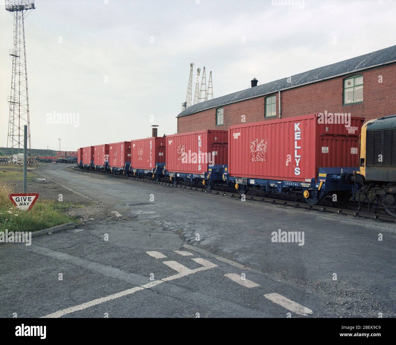 1987, Coal rail transportation between Coed Bach and Swansea harbour, South Wales, UK Stock Photo