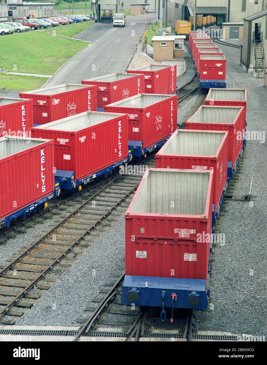 1987, Coal rail transportation between Coed Bach and Swansea harbour, South Wales, UK Stock Photo