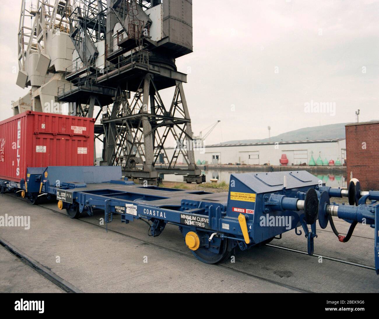 1987, Coal rail transportation between Coed Bach and Swansea harbour, South Wales, UK Stock Photo