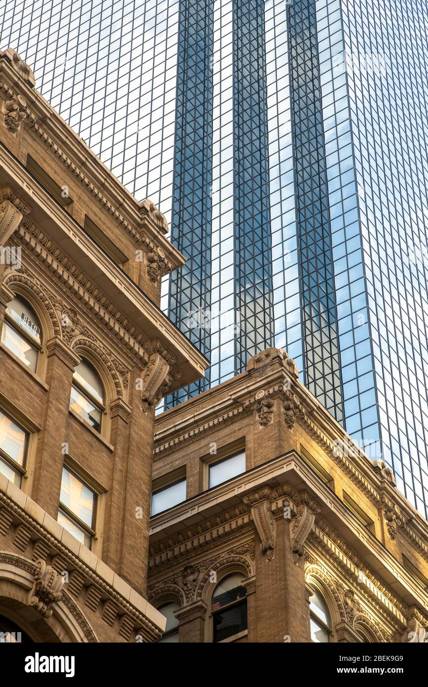 Dallas, Texas, USA. Downtown: The Wilson Building (foreground) and the Thanksgiving Tower (background). Stock Photo