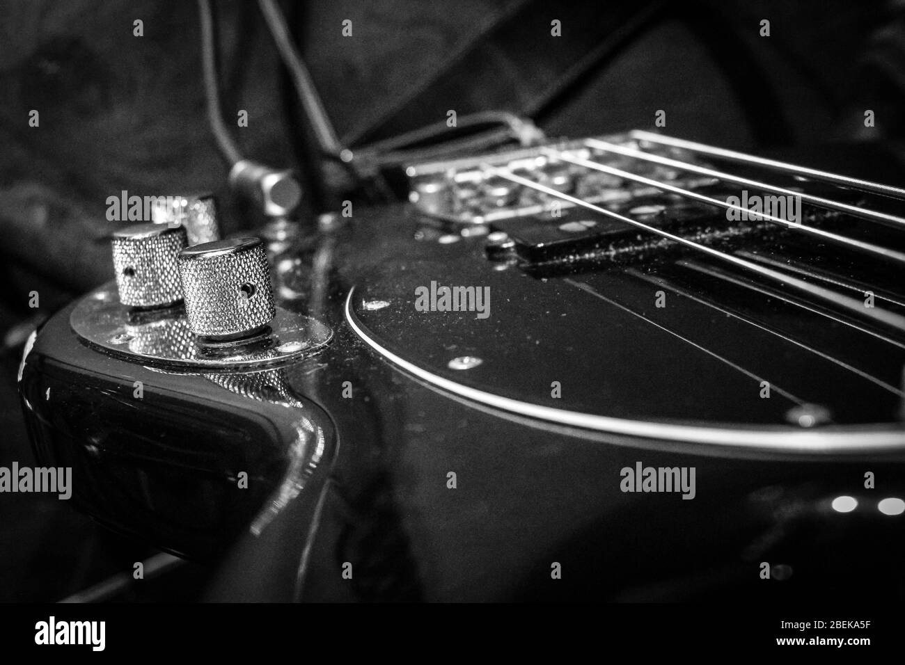 Bass guitar ready for the concert Stock Photo