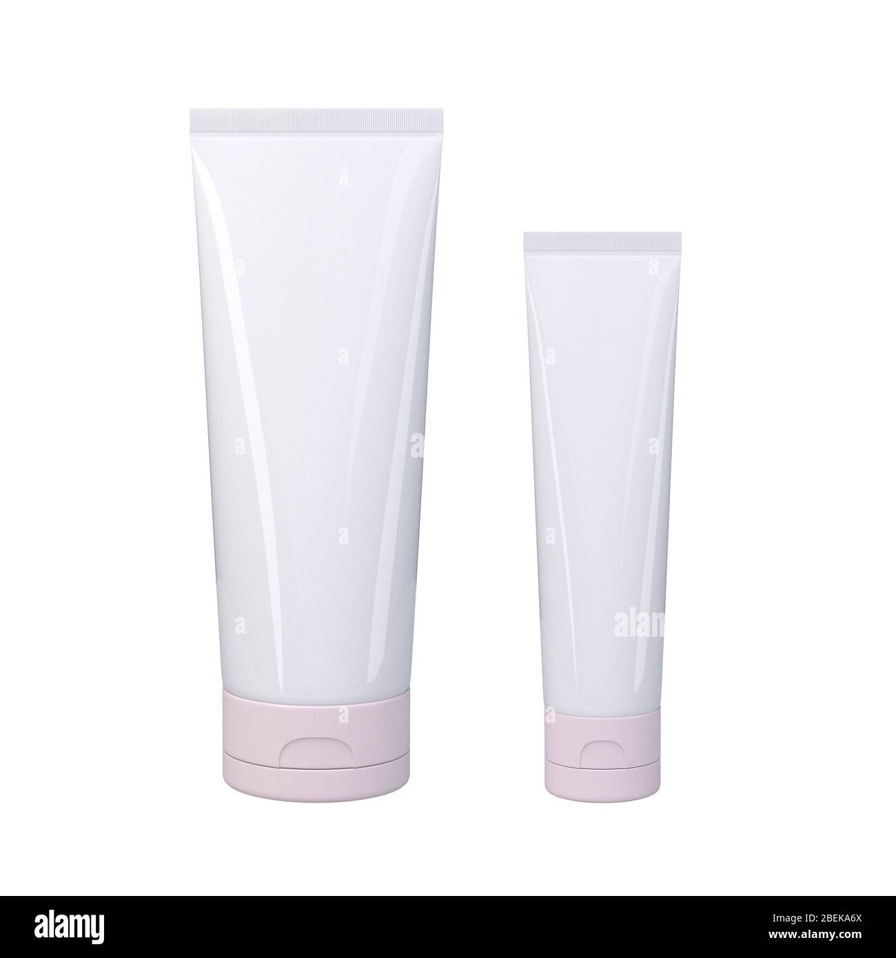 White cosmetics tubes isolated on a white background. 3d image Stock Photo