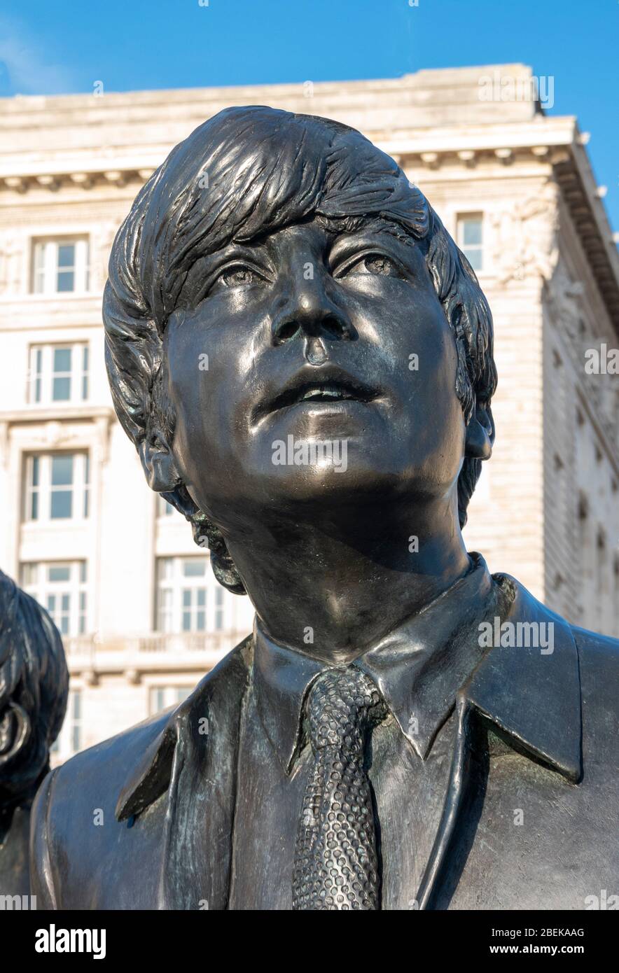Closeup of John Lennon in the Beatles statue in Liverpool Stock Photo