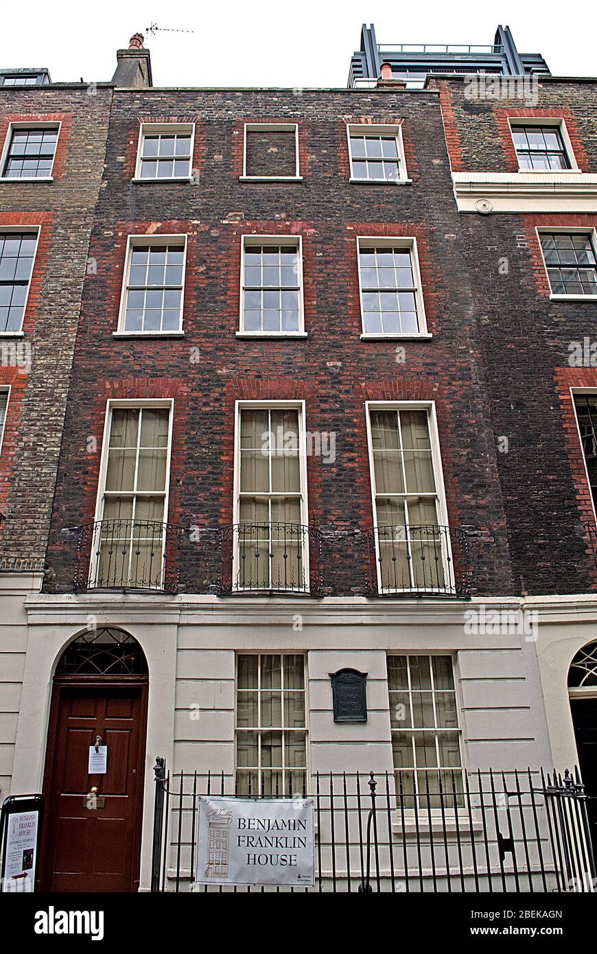 Georgian Terrace 18th Century Benjamin Franklin House, 36 Craven St, Charing Cross, London WC2N 5NF Diplomat Inventor Founding Father United States Stock Photo