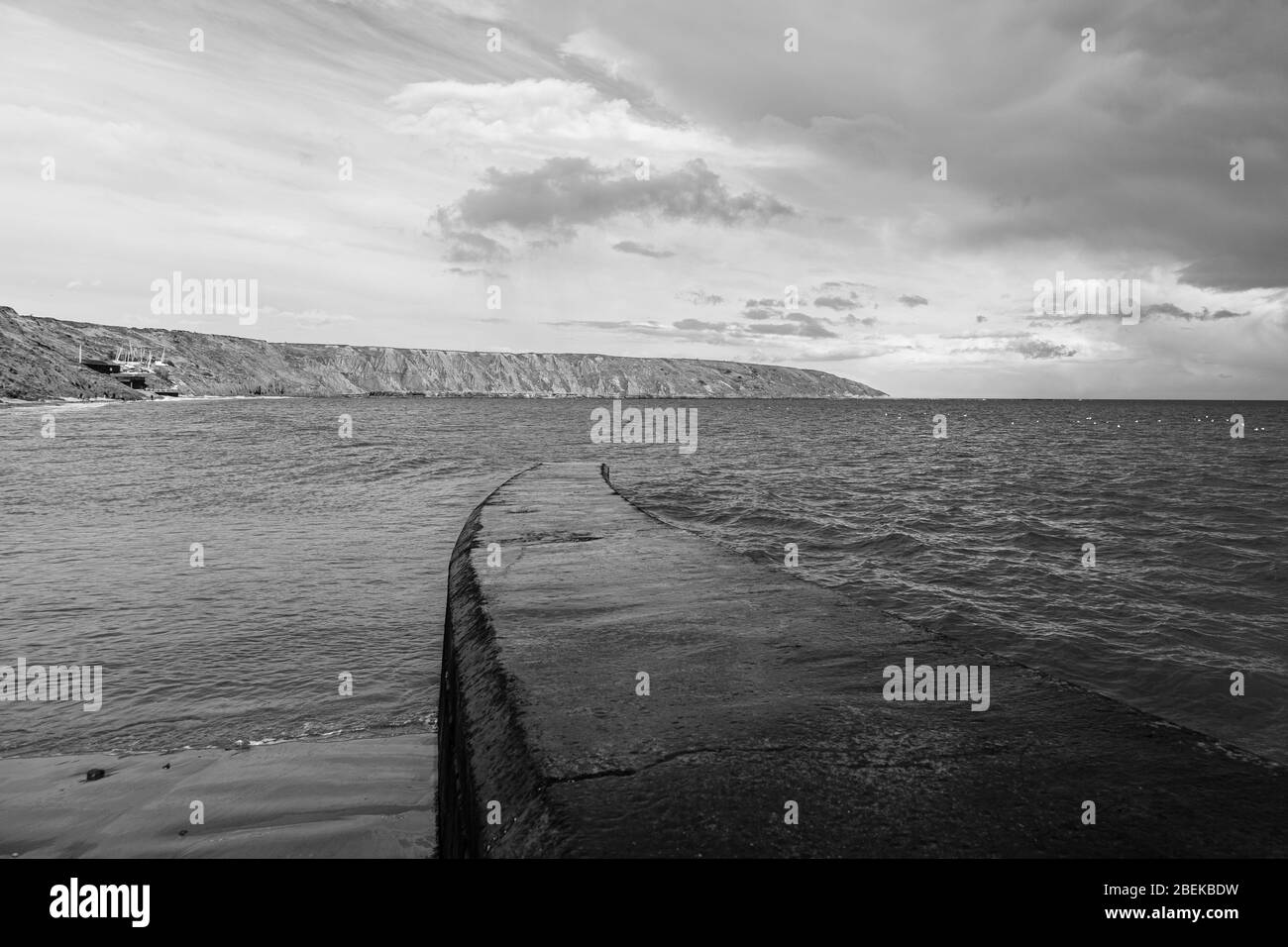 Filey Yorkshire, in Black and White. Stock Photo