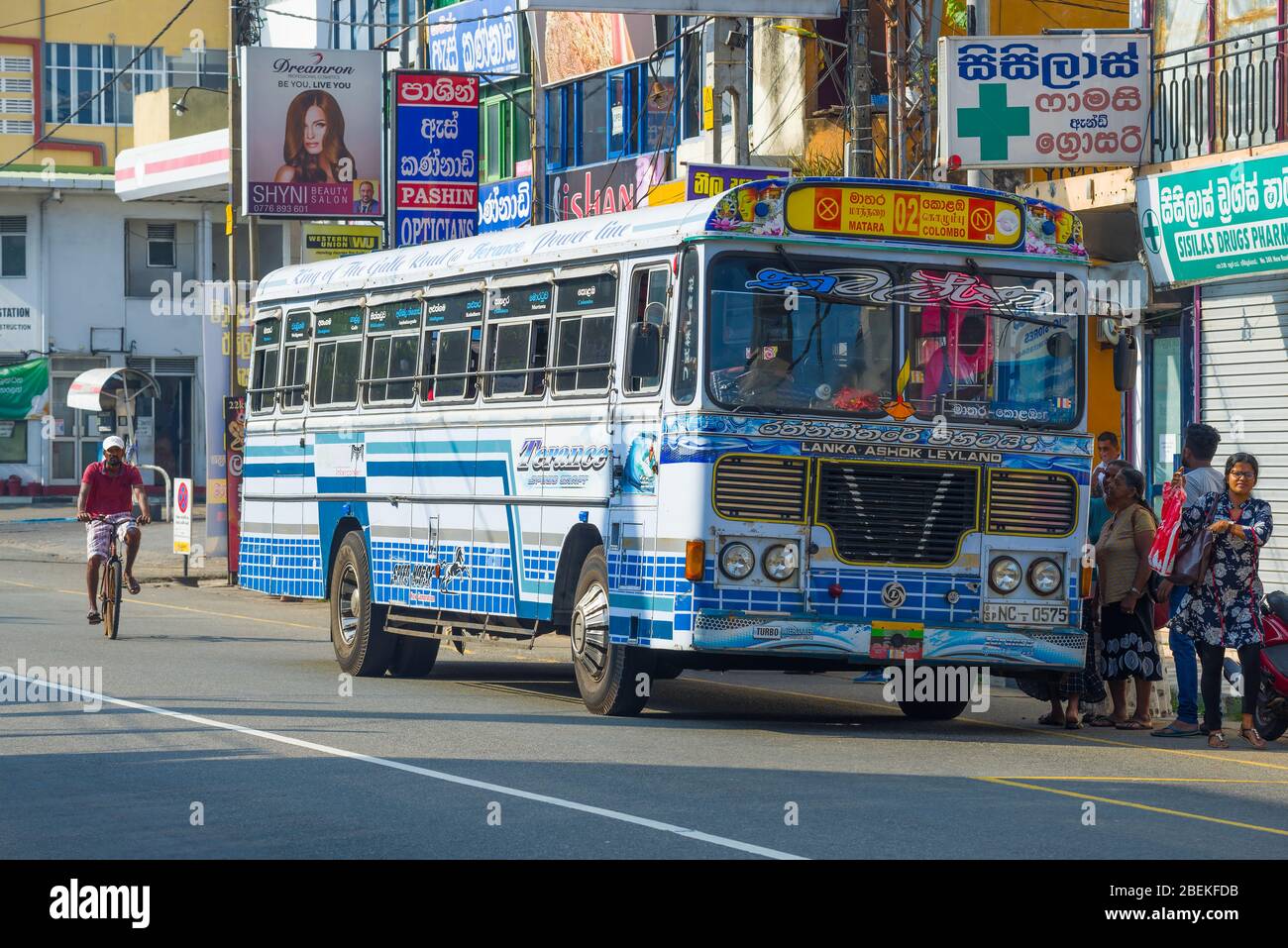 AMBALANGODA, SRI LANKA - FEBRUARY 19, 2020: Intercity bus route number 2  "Colombo Matara" on the bus stop close-up Stock Photo - Alamy
