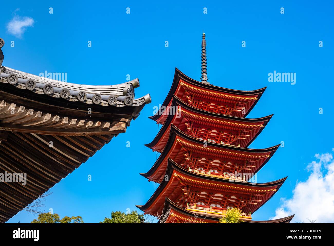 Toyokuni Shrine (Senjokaku) Five-storied pagoda in the Miyajima island, Hiroshima city, Hiroshima Prefecture, Japan Stock Photo