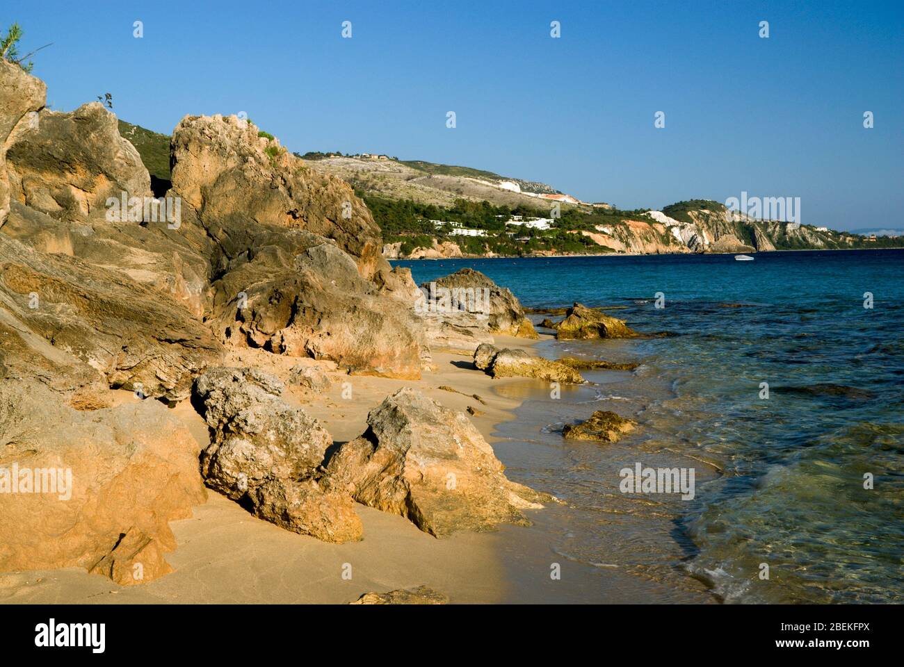 Makri Yalos Beach, Lassi, Argostoli, Kefalonia, Ioniani slands, Greece. Stock Photo