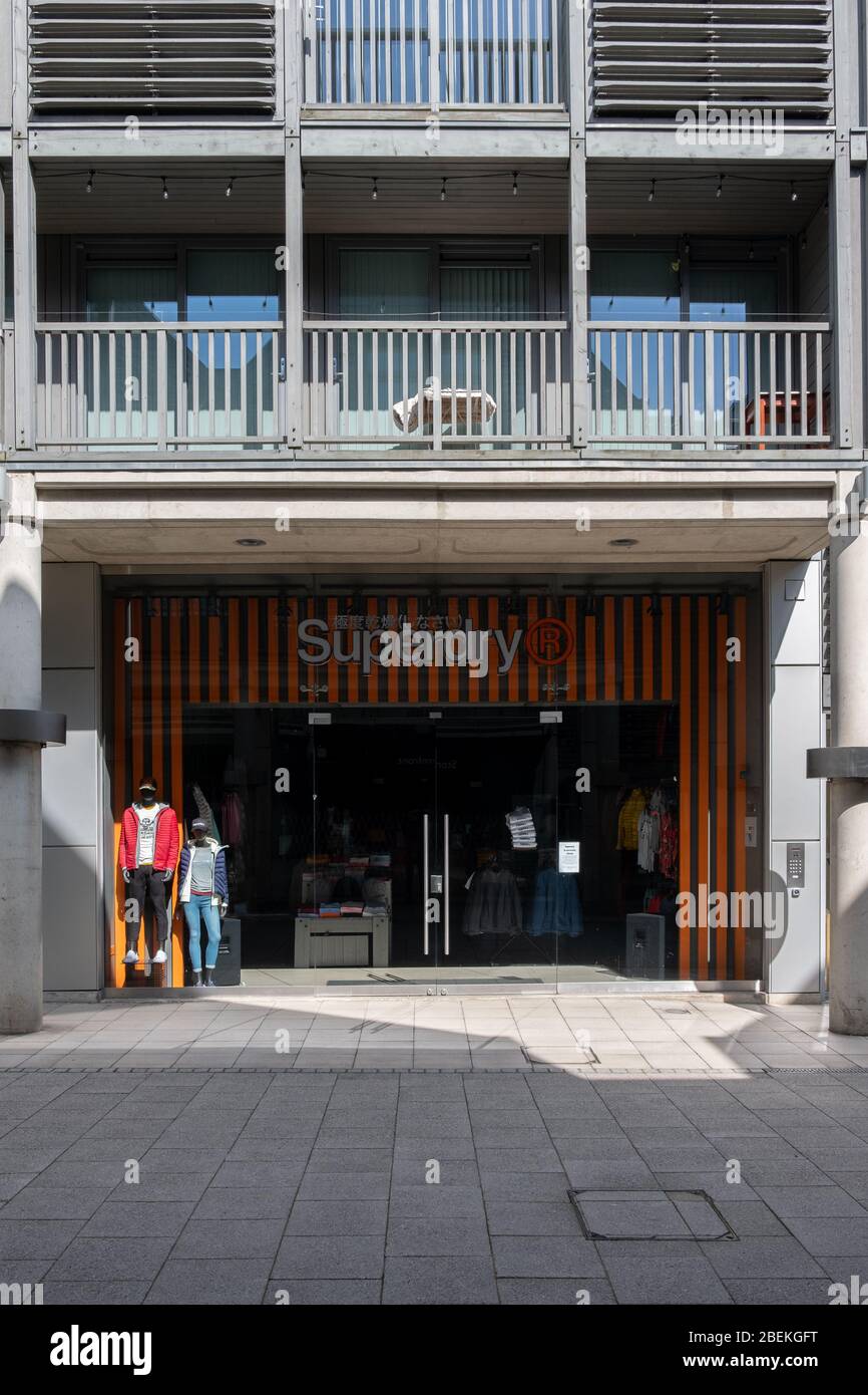 Shops closed in Bury St Edmunds almost empty due to coronavirus (Covid-19) lockdown Stock Photo