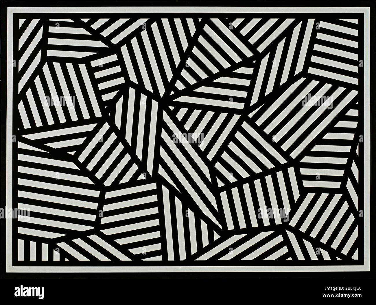 FORME DI RIGHE BIANCO E NERO Artwork of Sol Lewitt exhibition at Camusac Museum Contamporary Art Cassino Italyamerican atist Stock Photo