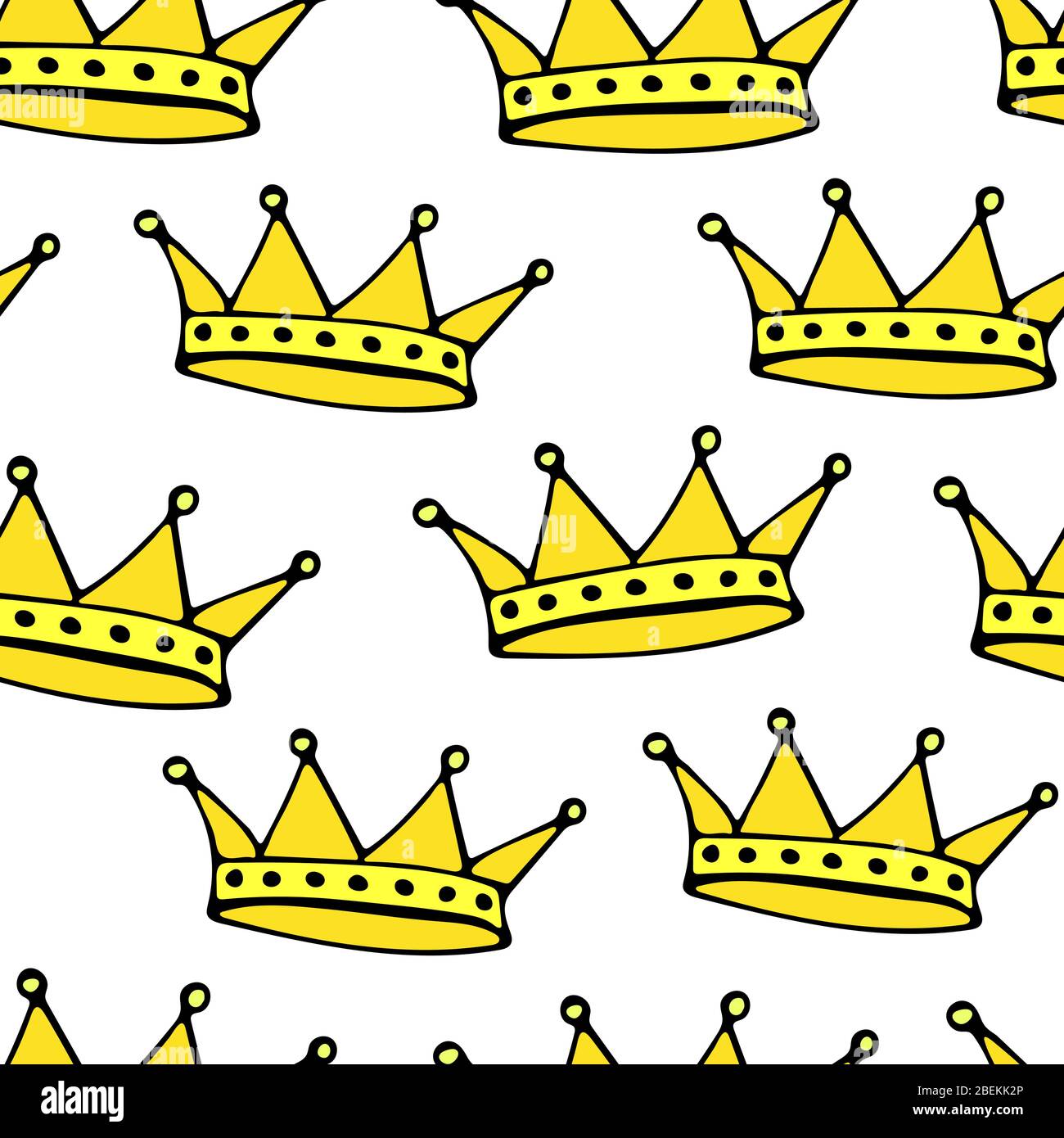 Doodle crowns seamless pattern. Hand drawn luxury background. Cute baby ...